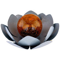 LED AUSSENLEUCHTE Solarleuchte Blumen Crackle-Glas Weiß - Grau, Glas (25/25/9cm)