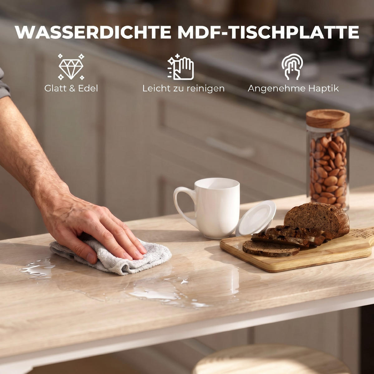 BARBORDSSET, 5-delars set, MDF, metall, ek - Ekfärgad, Träbaserade material (50/89.5/110cm) - HOMCOM