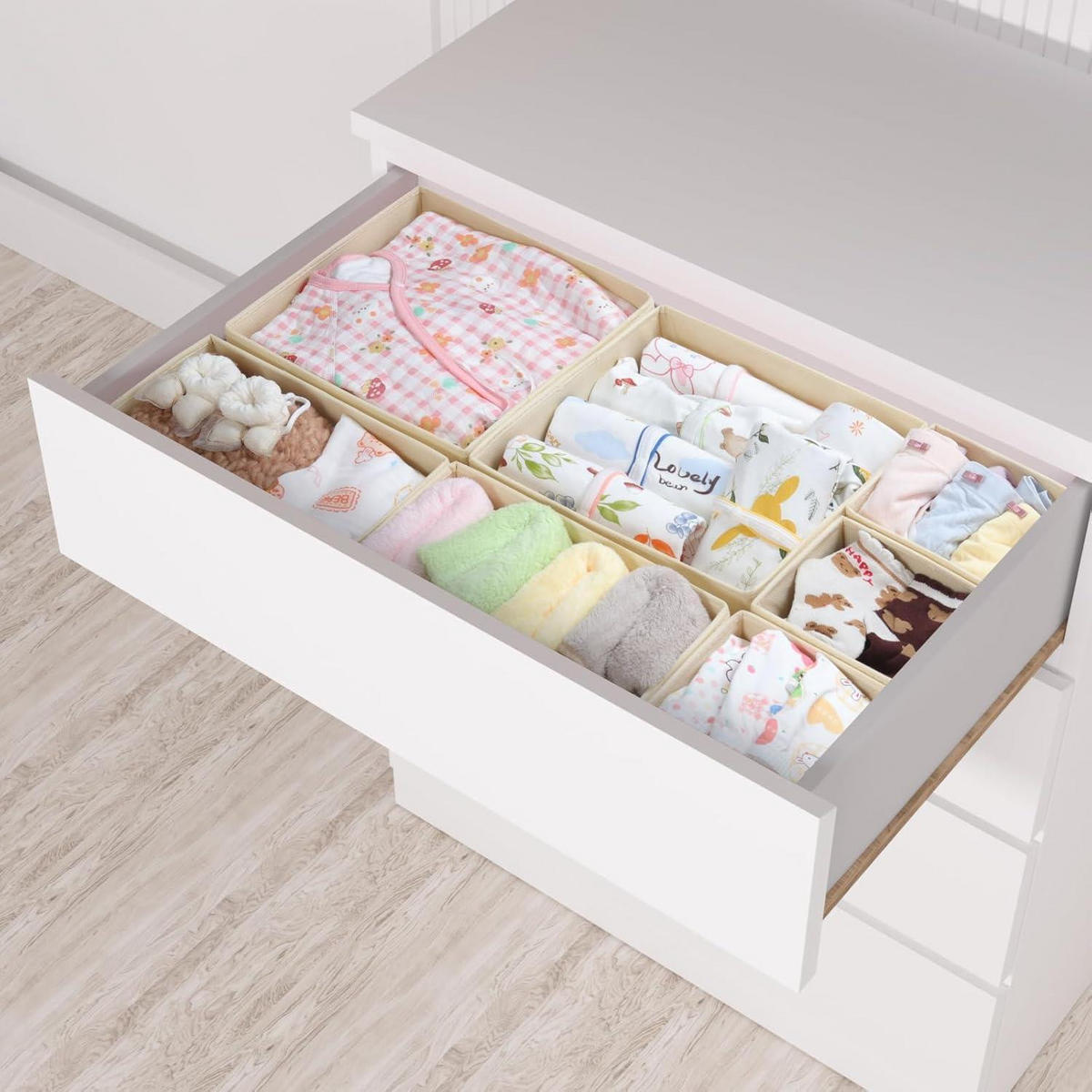 SCHUBLADEN Organizer 7er Set Beige - Beige, Textil (28/12/28cm)