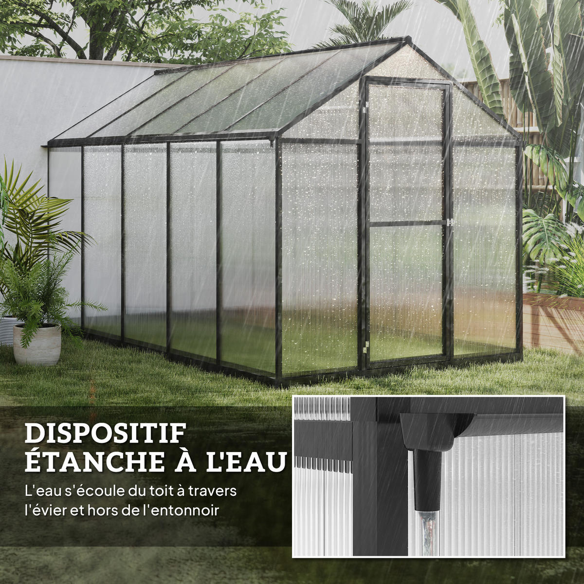 GEWÄCHSHAUS DE-12038 Aluminium-Polycarbonat mit verstellbaren Dachfenstern Transparent - Transparent, Metall (183/195/303cm) - ComfortXL