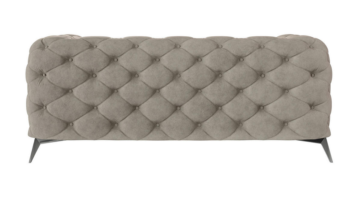 CHESTERFIELD-SOFA 2-Sitzer Laura Dunkle Creme Samt - Silberfarben/Creme, Holz/Textil (185/75/100cm) - S-Style Möbel