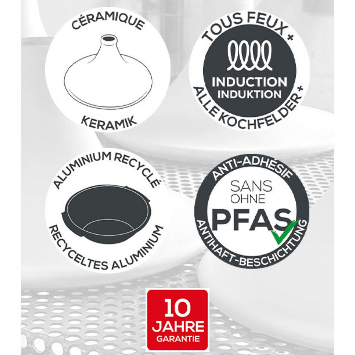 TAGINE Atlas Salbeigrün Aluminium Keramikdeckel für alle Herdarten - Grün, Keramik (32.8/30.2/24cm) - PEUGEOT