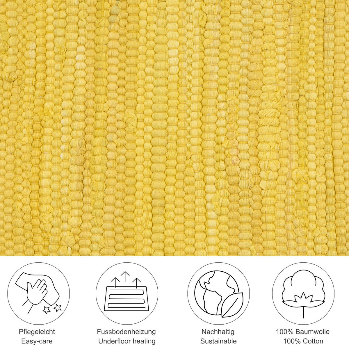 FLECKERLTEPPICH Chindi 70x140 cm - Gelb, Textil (70/140cm) - Rug and Roll