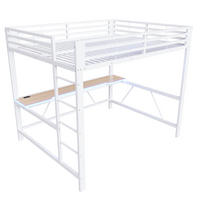 HOCHBETT 160/200 cm DE-03444, mit LED-Beleuchtung, USB-Ladestation und Schreibtisch, in Weiß - Weiß, Holzwerkstoff/Metall (160/200cm) - ComfortXL