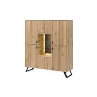 HIGHBOARD Massivholz Idalia 130x153x42 Anrichte Wildeiche Bianco geölt/Granit - Naturfarben, Holz (130/153/42cm) - 58aufmkessel