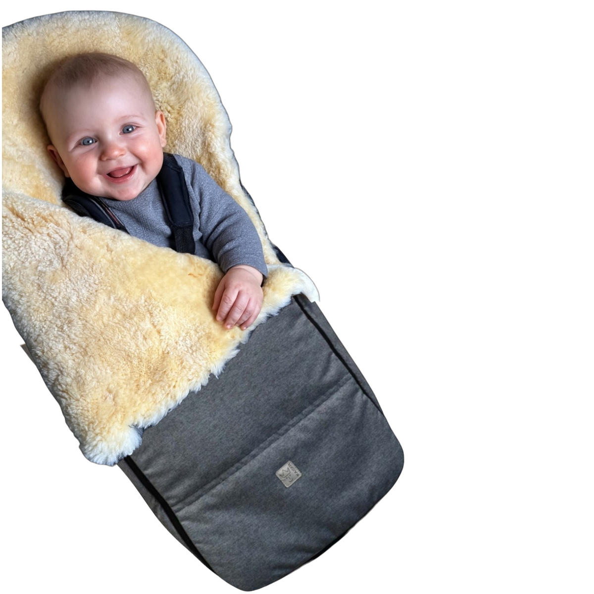 LAMMFELL-FUSSSACK Dublas 2.0, light grey melange - Grau, Fell (45/95cm) - Kaiserbaby