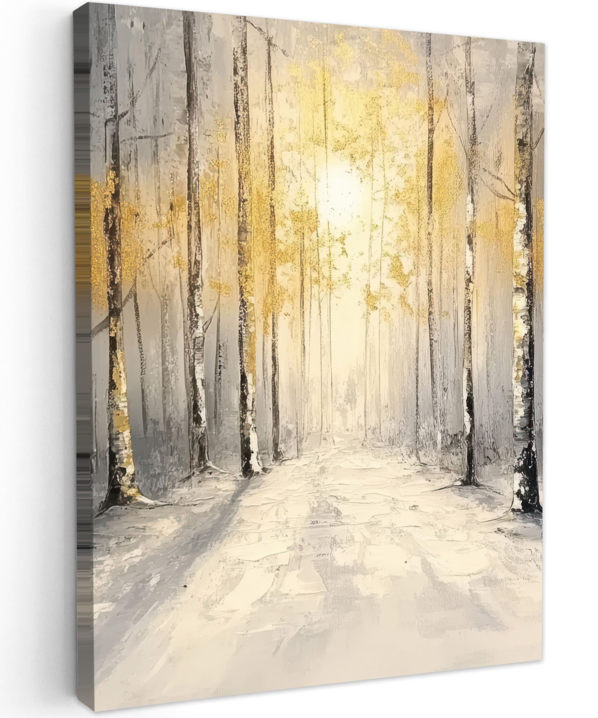 LEINWANDBILD Winter - Abstrakt - Schnee - Natur - Sonne 60x80 cm - Grau, Textil (60/80cm) - MuchoWow