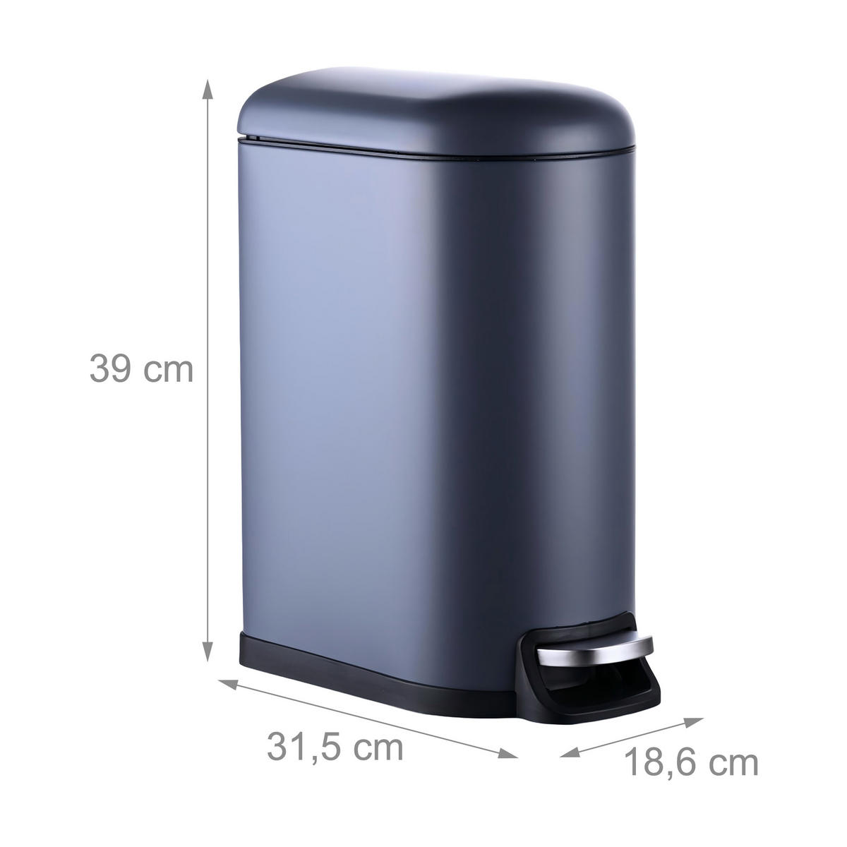 MÜLLEIMER - Grau, Kunststoff/Metall (18.5/39/39cm) - Relaxdays