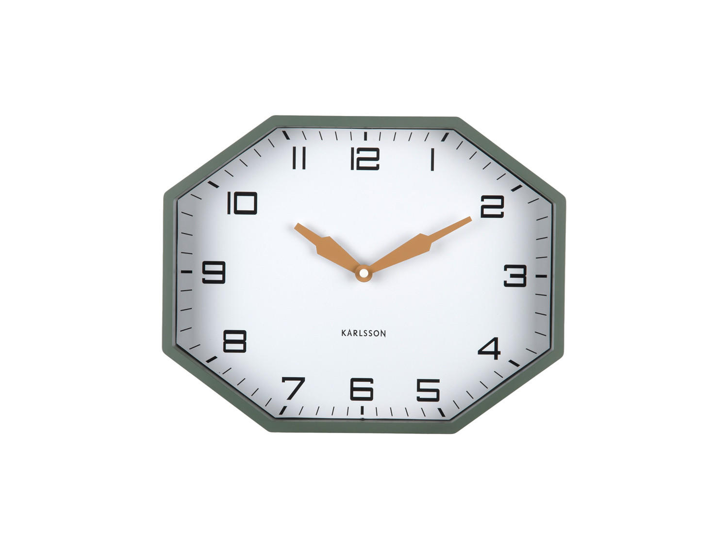 WECKER Modern Factory Octagon Grün 32/32/26 cm - Grün, Kunststoff (32/26/32cm) - Karlsson