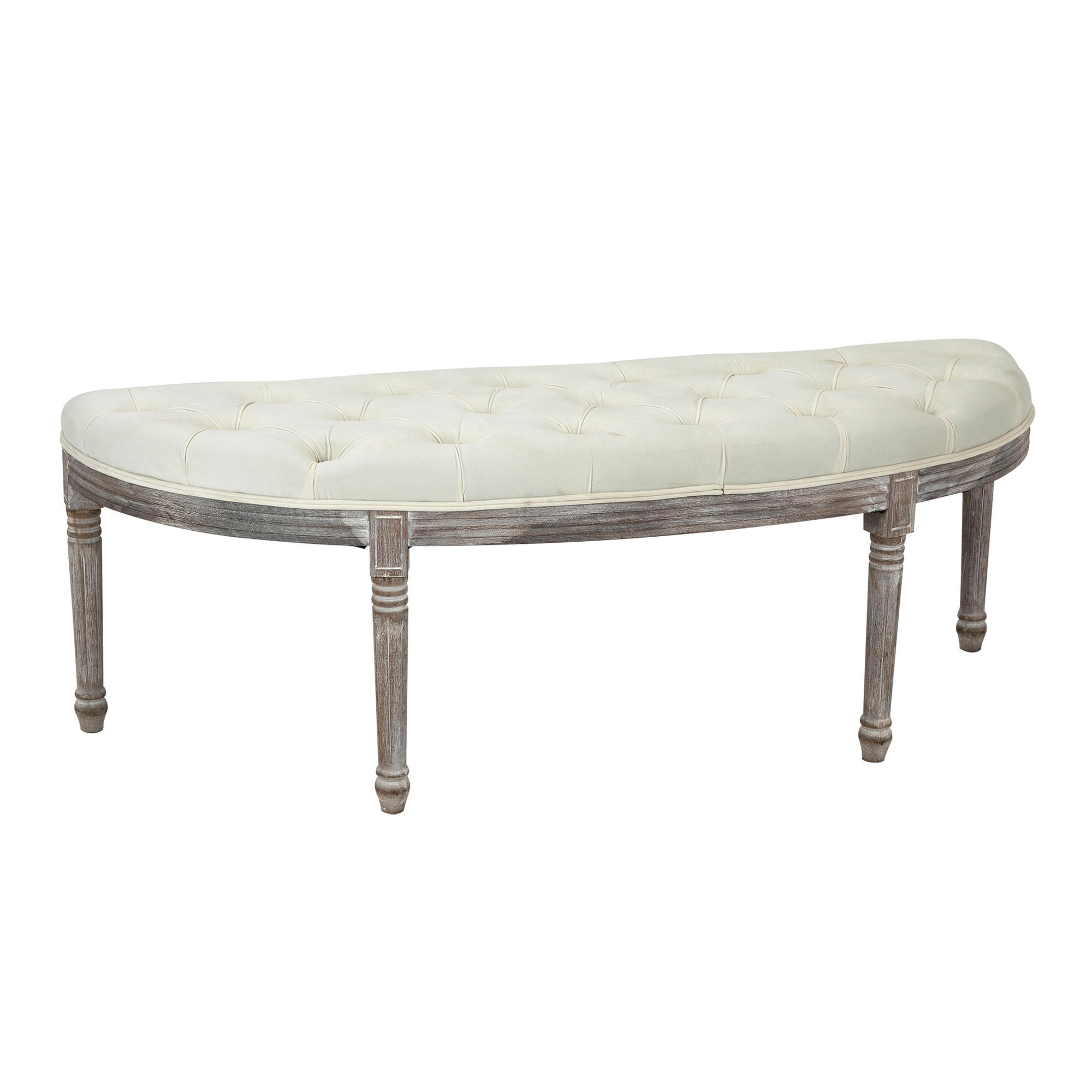 POLSTERBANK Sitzbank Vintage Retro Bettbank mit Knöpfen Samtige Berührung Holz - Beige, Kunststoff (49/49/142cm) - HOMCOM