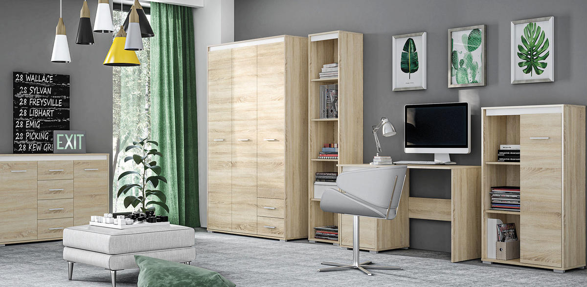 HIGHBOARD – AVO 08 – 69 cm – Avo – Sonoma Eiche / Weiß - Weiß/Sonoma Eiche, Holzwerkstoff (69/123/34cm) - hi-markt