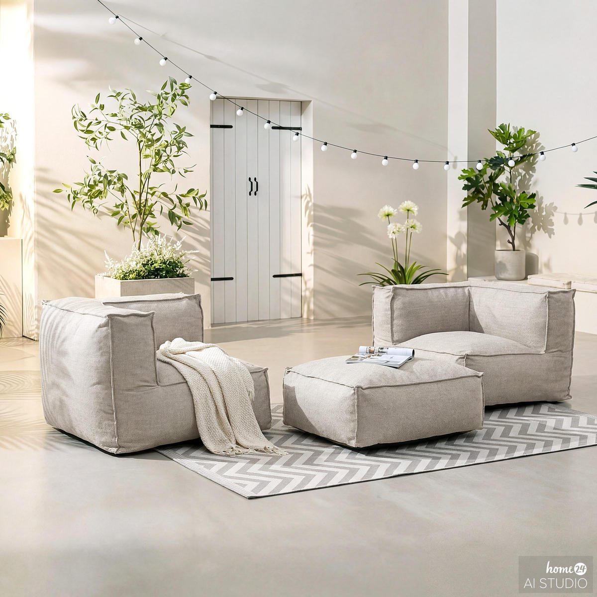 LOUNGEGRUPPE - 3-teilig - Olefin - Beige - Beige, Textil (1/1/1cm) - home24