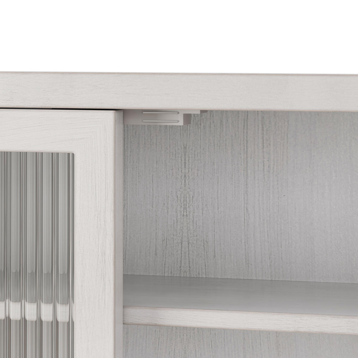 KÜCHENOBERSCHRANK 63x18x60 cm Weiß aus Massivholz & Glas mit 3-stufigem Doppeltürschrank - Weiß, Holz (63/60/18cm) - Modfu