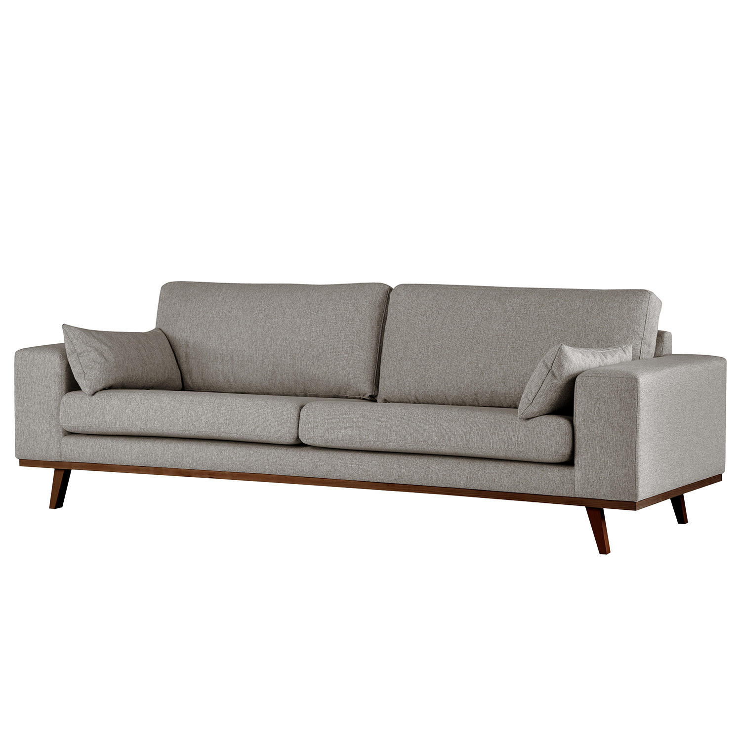 3-SITZER SOFA - Graubraun/Buchefarben, Textil (237/81/88cm) - home24