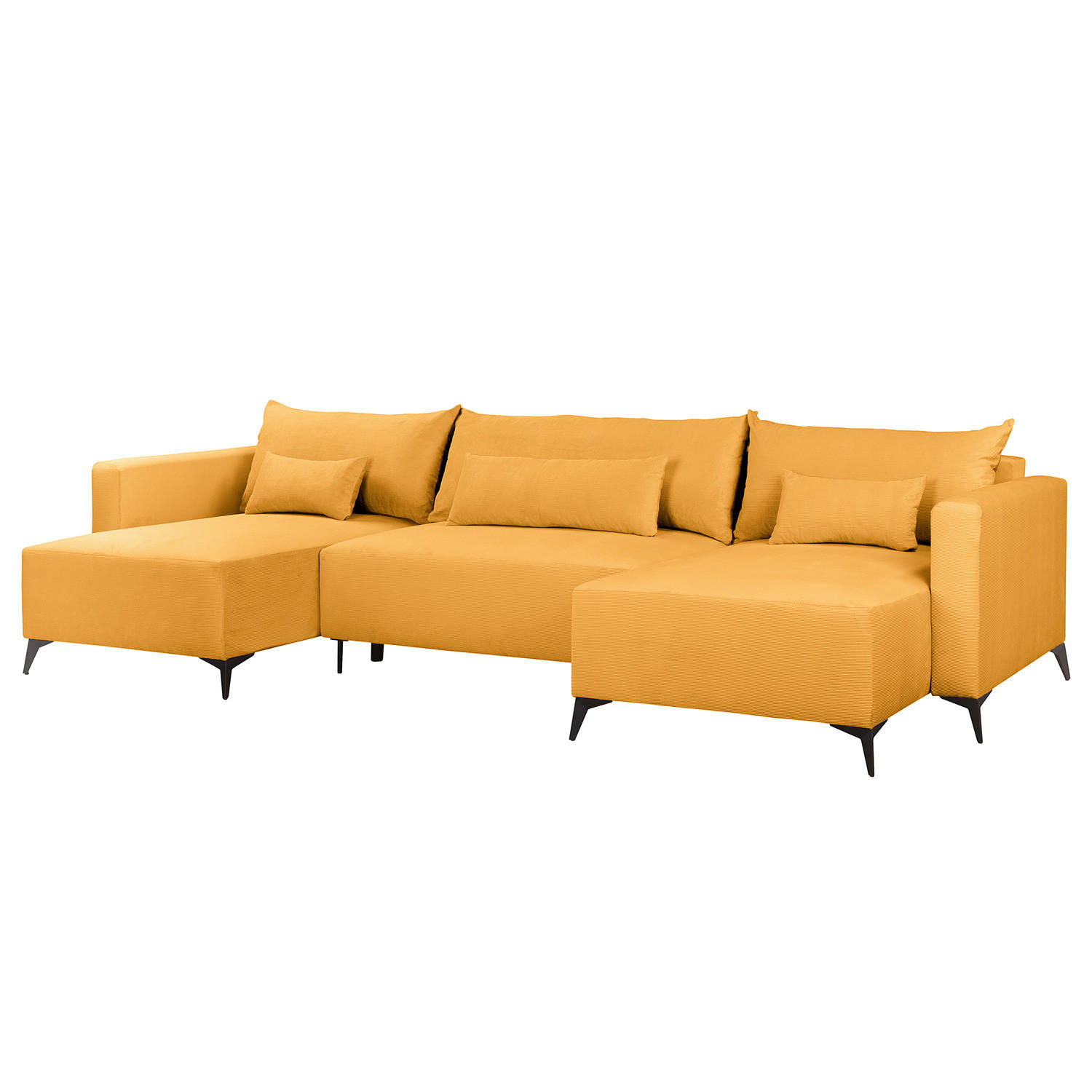 WOHNLANDSCHAFT - Gelb/Schwarz, Textil (382/81/148cm) - home24