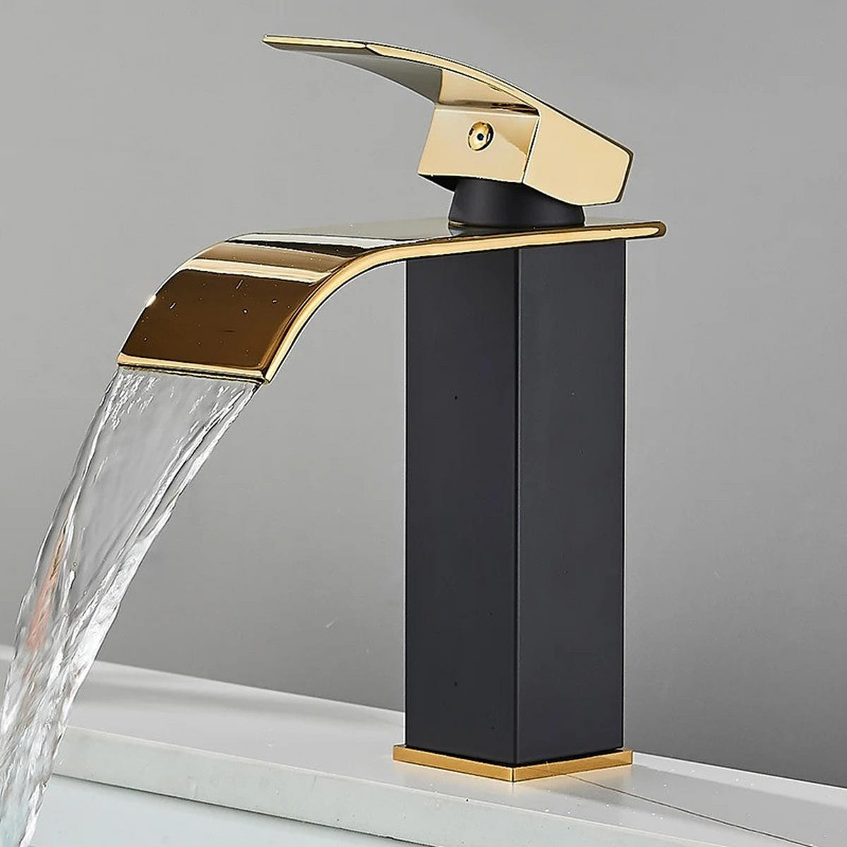 WASCHTISCHARMATUR Einzigen Griff Mixer Heißes Kaltes, Niedrig, Gold - Goldfarben, Metall (11/19/5cm) - Kaket