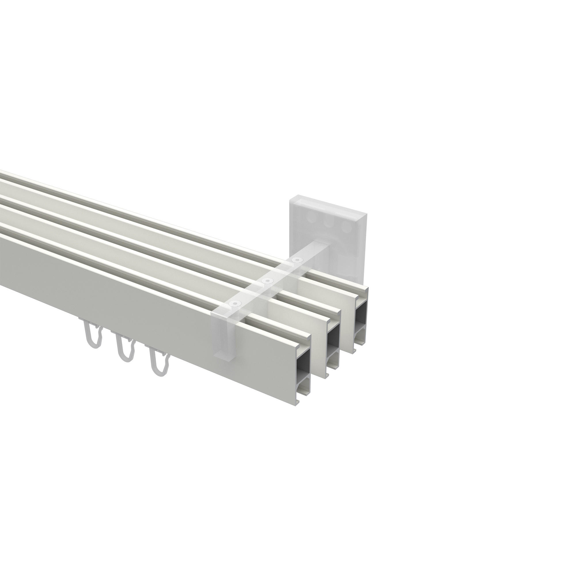 GARDINENSTANGE INNENLAUF Smartline Lox 240 cm (geteilt in 2 x 120 cm), 3-läufig, 14x35 mm Weiß - Weiß, Metall (240cm) - INTERDECO