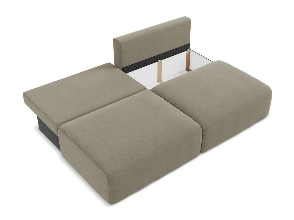 3-SITZER SOFA mit Schlaffunktion Strukturstoff Stoff Beige - Beige/Schwarz, Kunststoff/Textil (216/79/102cm) - Makamii