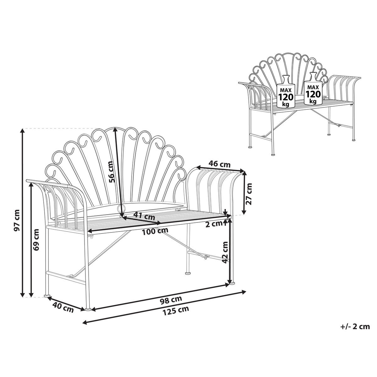GARTENBANK Hellblau Cavinia - Blau, Metall (125/97/46cm) - Beliani