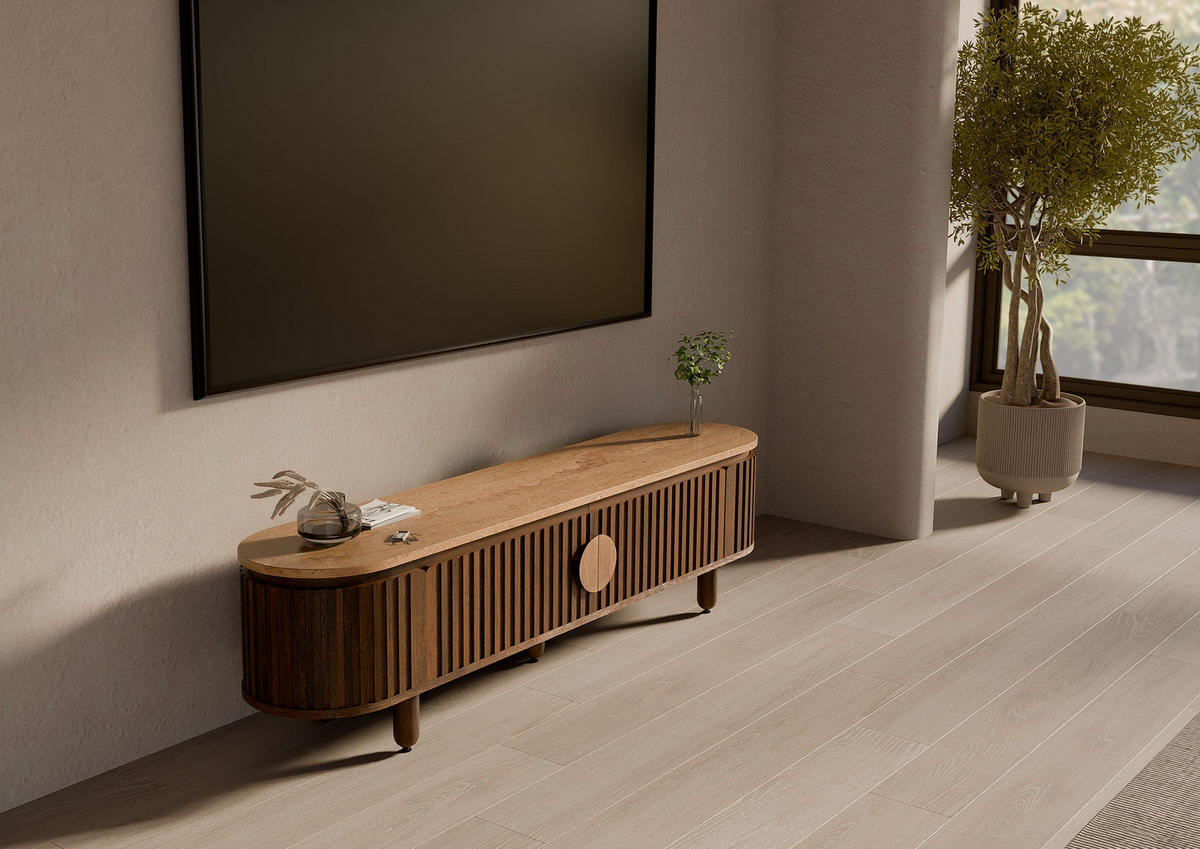 TV-BOARD Mango 180x40x50 braun geölt KYOTO #113 - Braun, Holz (180/50/40cm) - Massivmoebel24