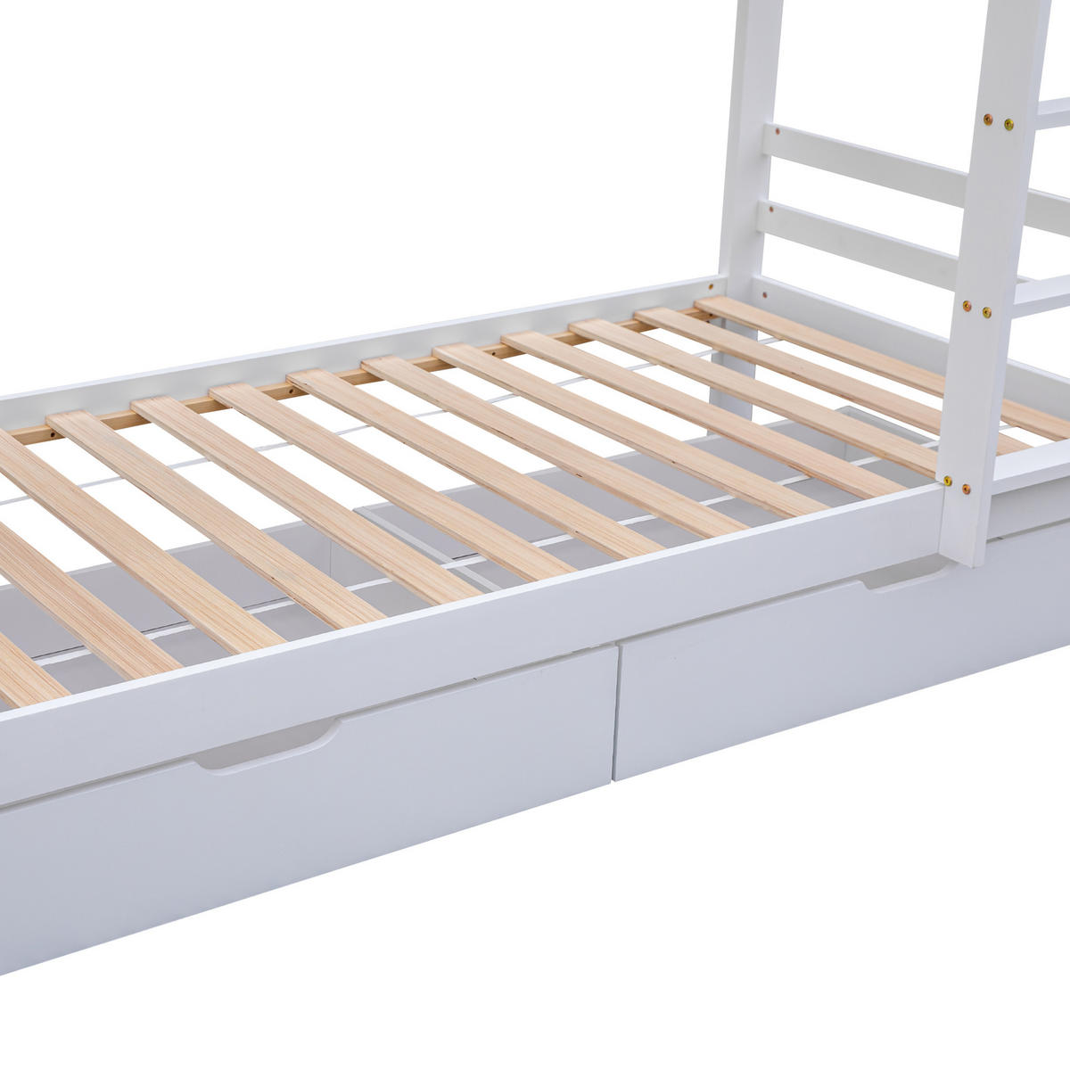 ETAGENBETT 90/200 cm DE-00458, in Weiß, Schubladen und Regalen - Weiß, Holz (90/200cm) - ComfortXL