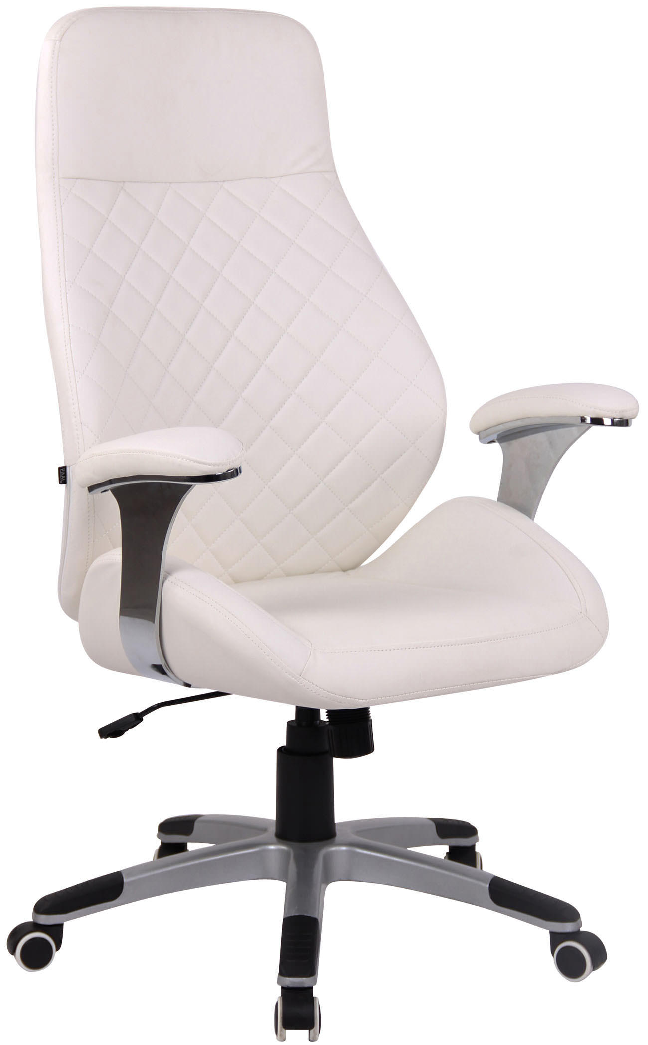 CHEFSESSEL Lederlook weiß - Weiß/Grau, Kunststoff/Textil (74/116/64cm) - CLP