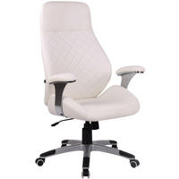 CHEFSESSEL Lederlook weiß - Weiß/Grau, Kunststoff/Textil (74/116/64cm) - CLP