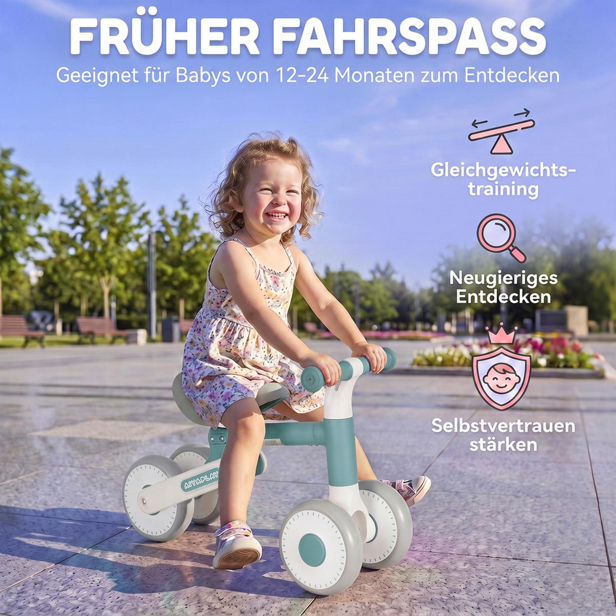 KINDERLAUFRAD Stahl EVA Blau - Blau, Metall (52/23/36.5cm) - AIYAPLAY
