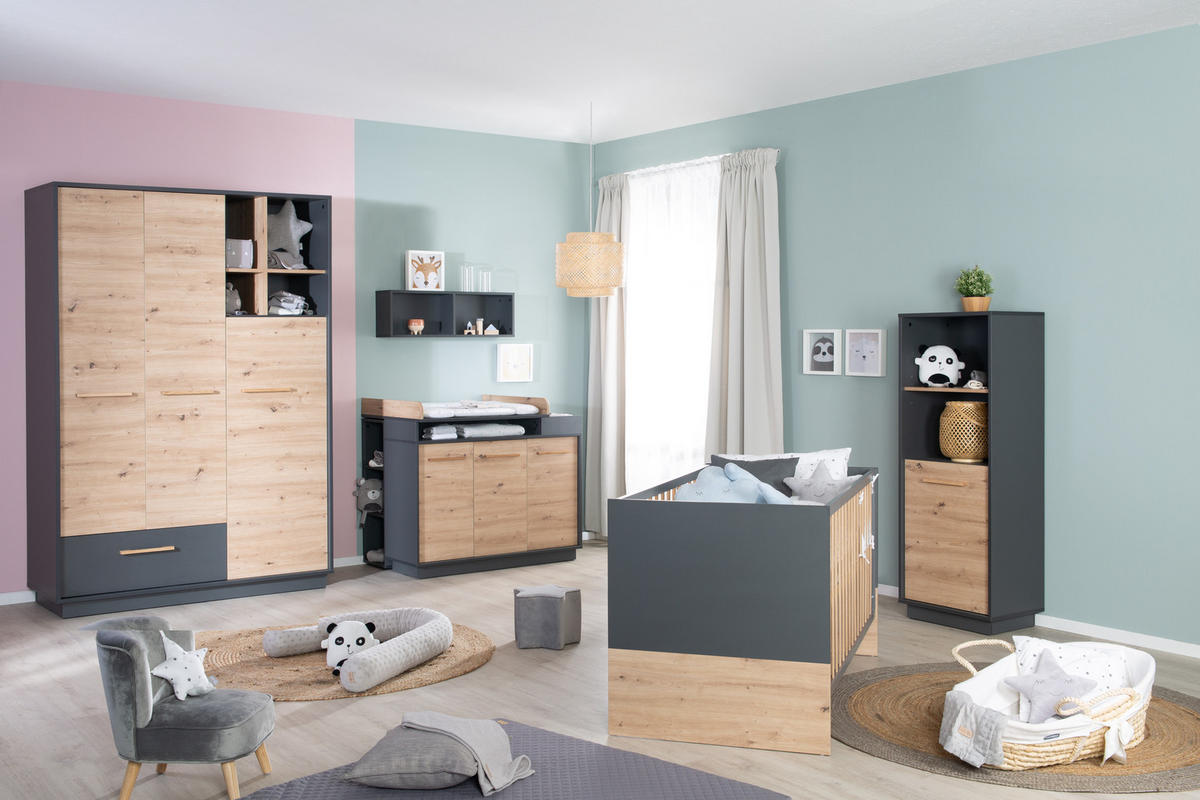 BABYZIMMER-SET Lenn, 3-teilig - Multicolor, Holzwerkstoff (76/82/144cm) - Roba