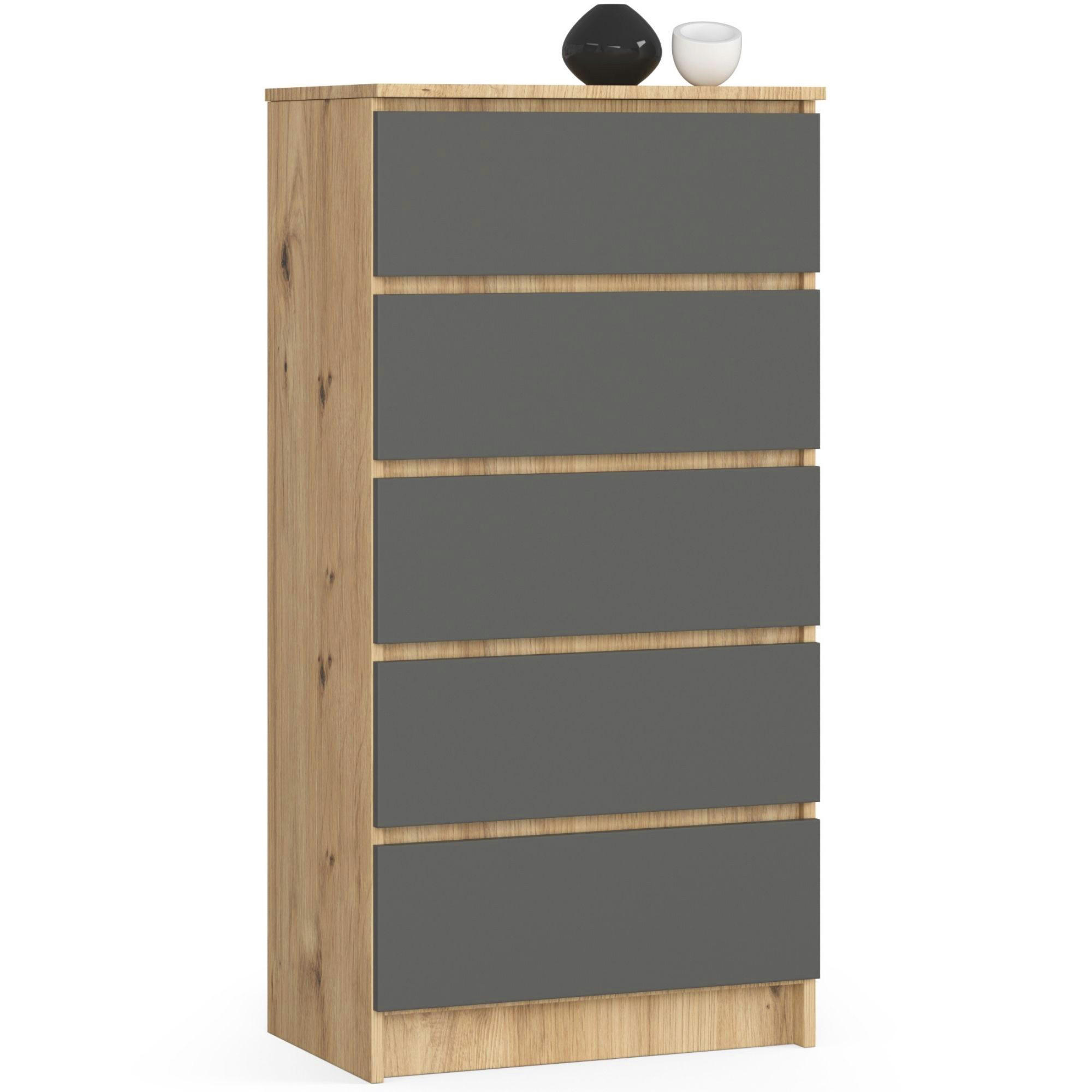 Akord Kommode Eiche Artisan, Grau 60x121x40 cm