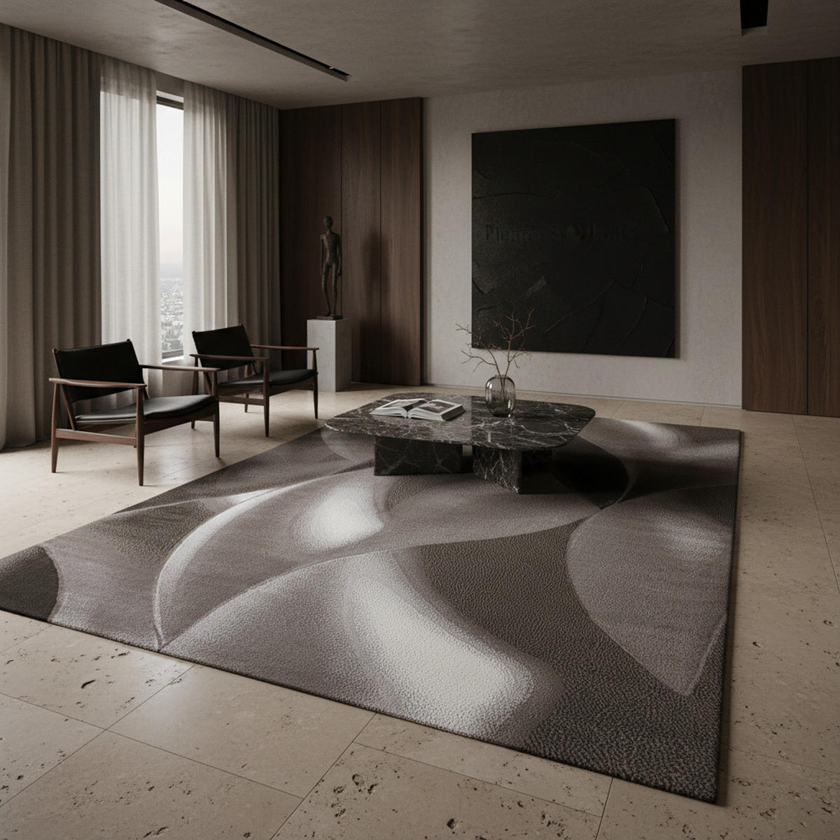 TEPPICH Kurzflor Abstrakte Wellen Polypropylen Wohnzimmer Braun Rechteckig 120x170 - Braun, Textil (120/170cm) - KADIMA DESIGN