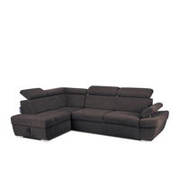 SCHLAFECKSOFA RATLO links 4/5-Sitzer mit Bettkasten, blau/braun - Blau/Silberfarben, Textil (270/190cm) - KONSIMO®
