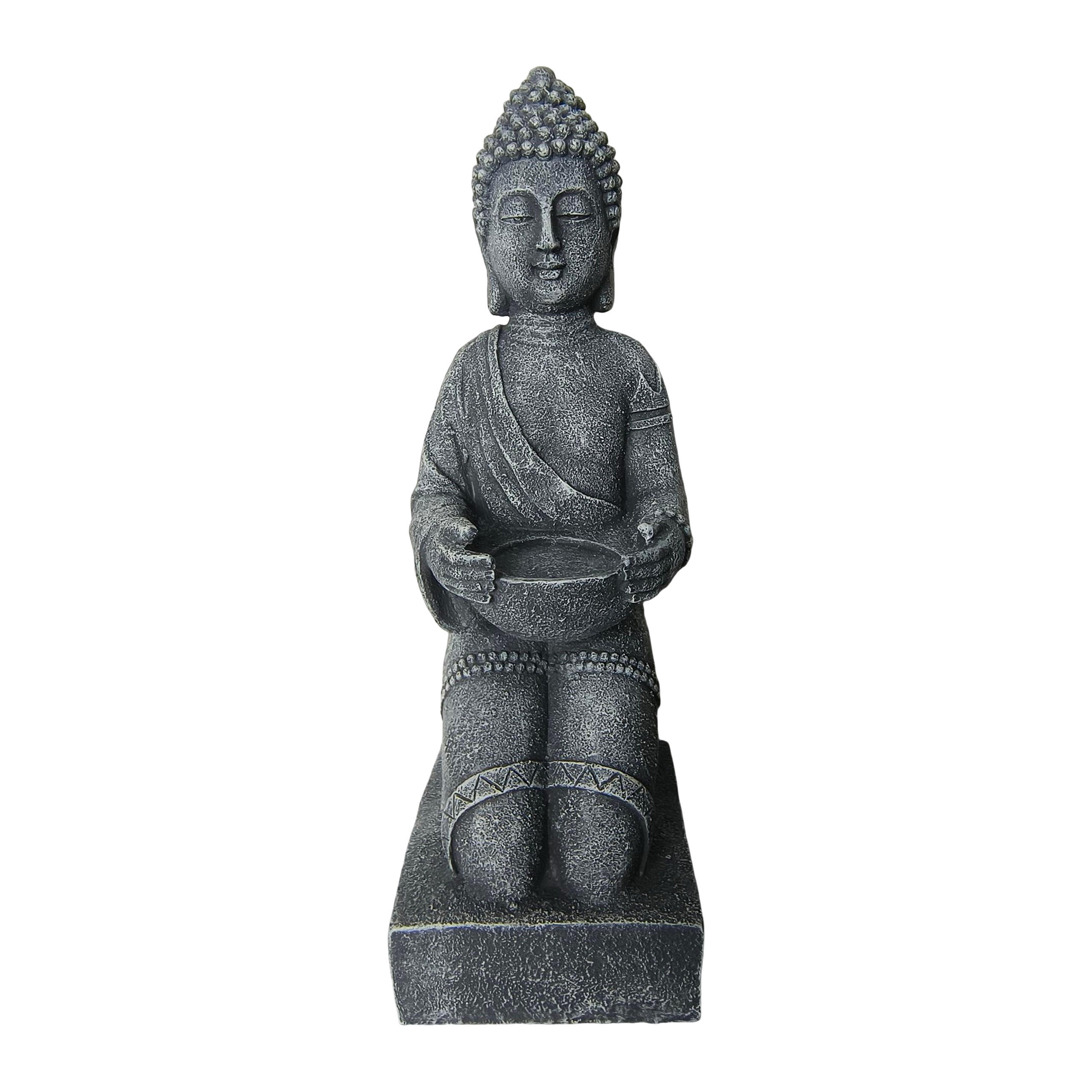 BUDDHA Figur - Anthrazit, Kunststoff (16/43/15cm) - Relaxdays