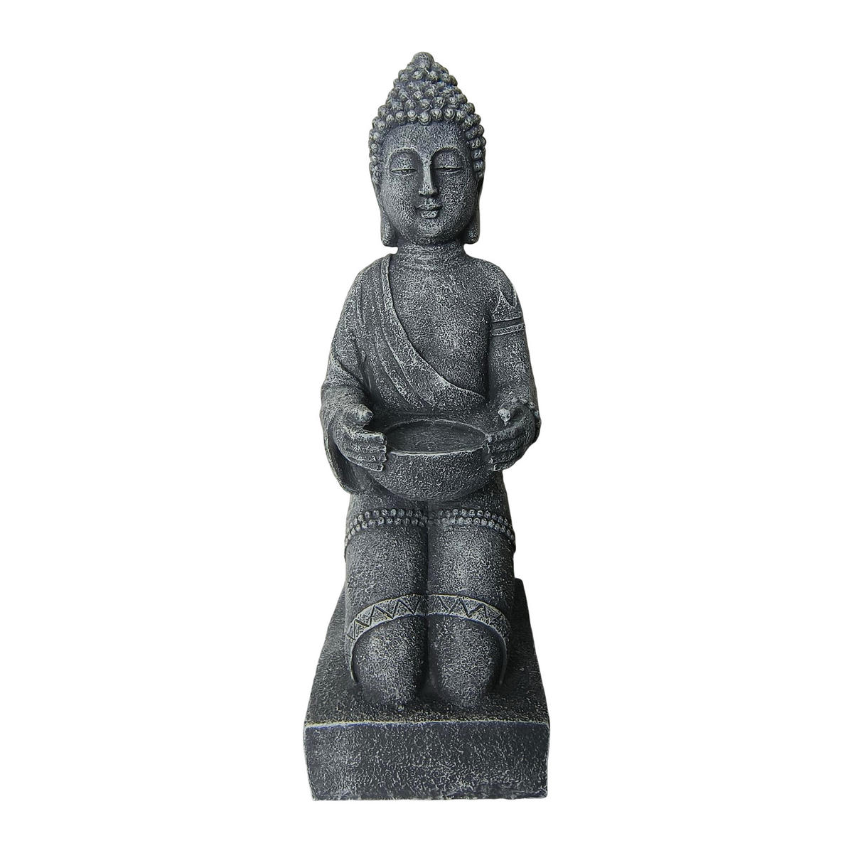 BUDDHA Figur - Anthrazit, Kunststoff (16/43/15cm) - Relaxdays