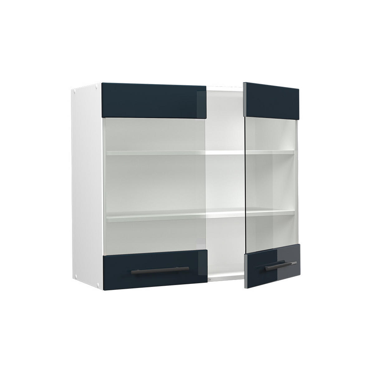 KÜCHENGLASSCHRANK Fame-Line Dunkelblau Hochglanz 80 cm - Weiß/Dunkelblau, Holzwerkstoff (80/72/34.1cm) - Vicco
