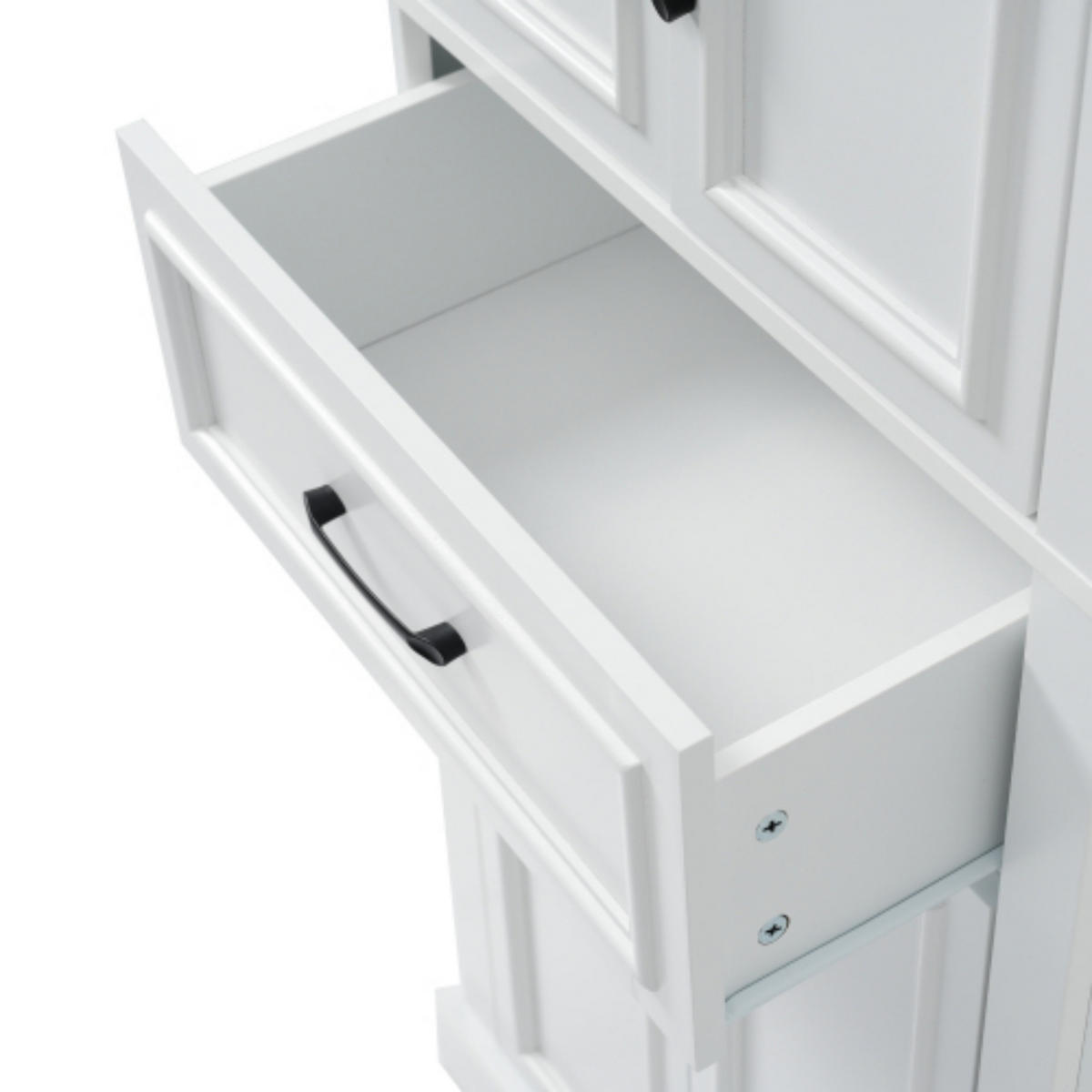 BADEZIMMERSCHRANK Hochschrank 60x40x180 cm Weiß aus MDF mit Türen, Schublade und verstellbaren Einlegeböden - Weiß, Holzwerkstoff (60/180/40cm) - Modfu