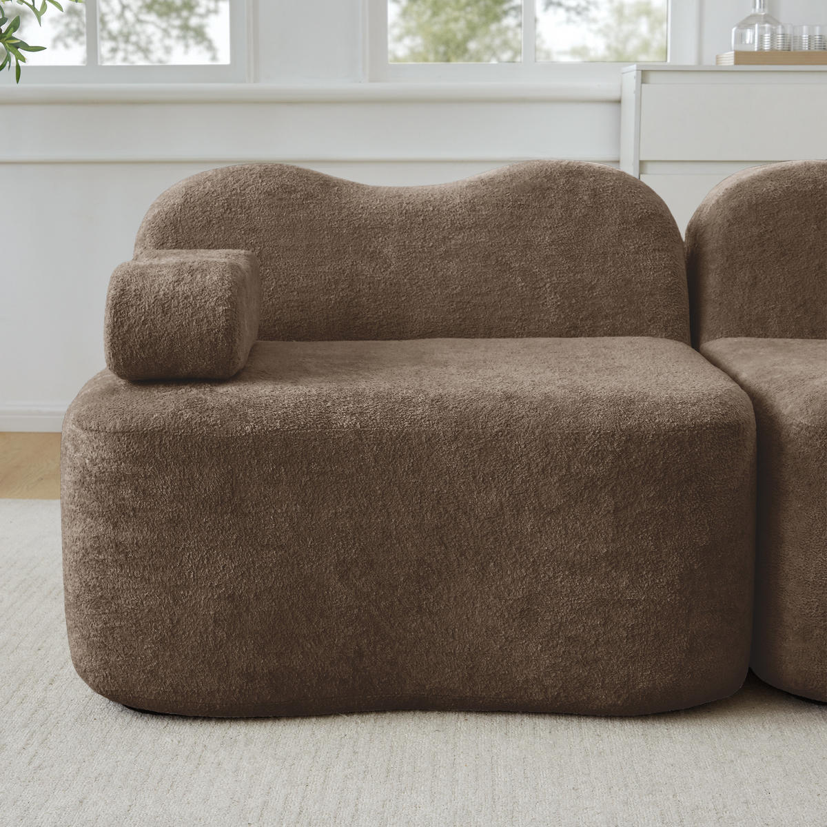 SOFA modular 3-Sitzer Wellenform Samt Braun - Braun, Textil (98/70/288cm) - IVMEU