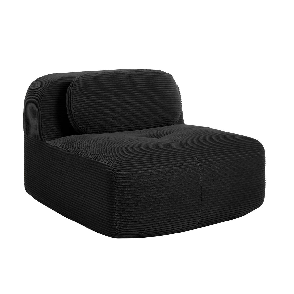 SOFAMODUL in cordstoff schwarz ohne armlehnen & modular - Schwarz, Textil (103/75/90cm) - Urban Meuble