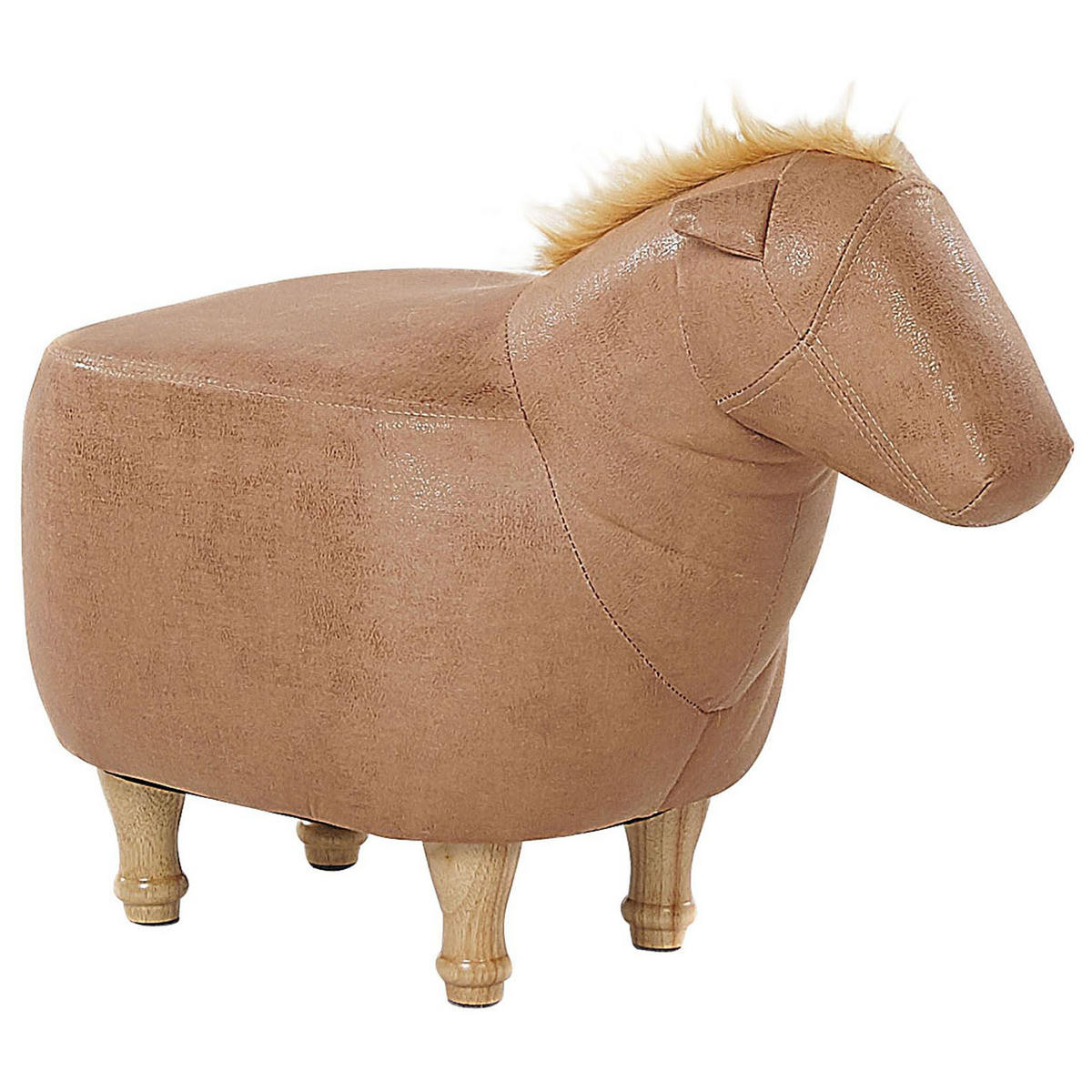 TIERHOCKER Horse 64/33/50 cm - Beige, Kunststoff/Textil (33/50/64cm) - Beliani