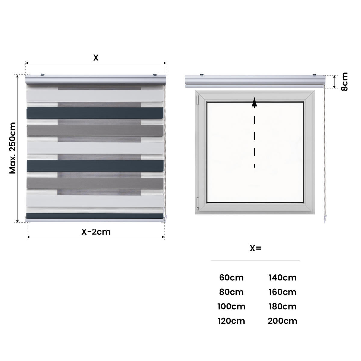 DOPPELROLLO Dreifarbig 80x250 cm - Multicolor, Kunststoff (80/250cm) - STORESDECO