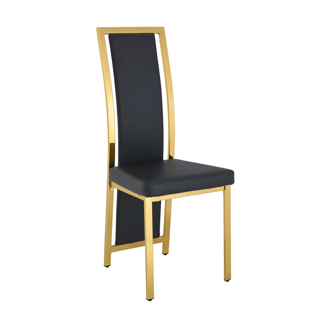 ESSGRUPPE DE-39460 3-teilig, Glastisch und 2 Stühlen mit Goldkante Schwarz - Schwarz, Metall (88/75/88cm) - ComfortXL