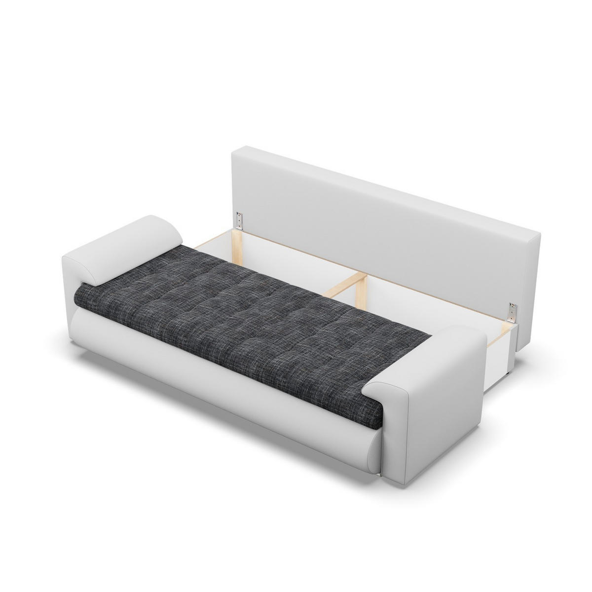 SOFA 3-SITZER MIT SCHLAFFUNKTION FORESTA, Schwarz + Grau - Schwarz/Grau, Textil (222/92/96cm)