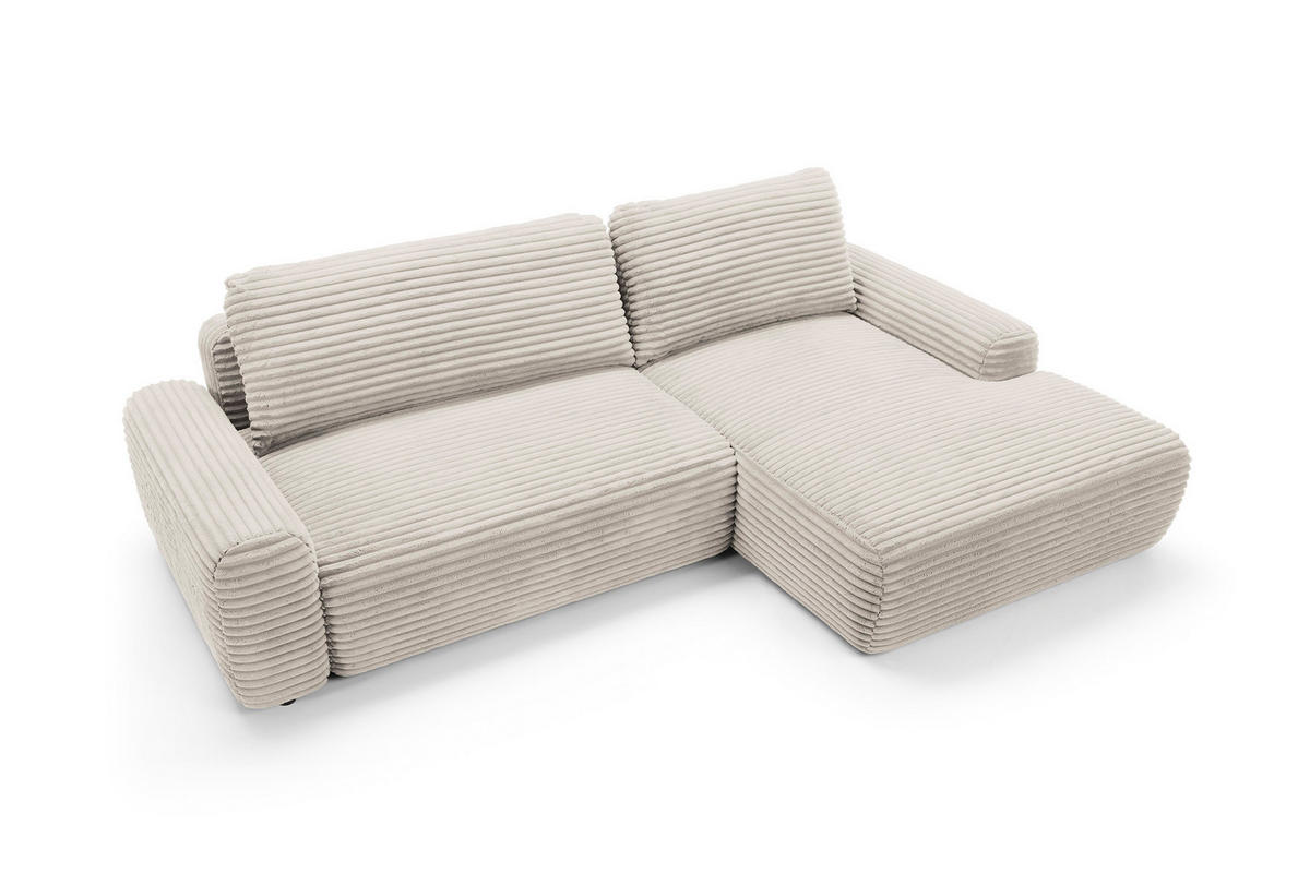 ECKSOFA Cordina Creme, mit Schlaffunktion und Bettzeugbehälter, rechte seite - Creme, Holzwerkstoff (264/162cm) - Bettso