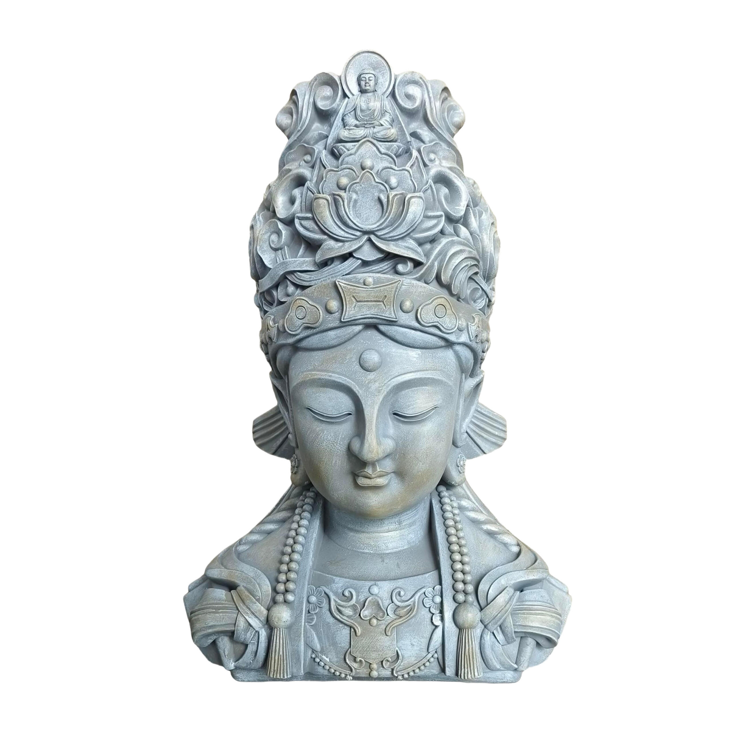 BUDDHA-BÜSTE - Grau, Kunststoff (32/44/21cm) - Relaxdays