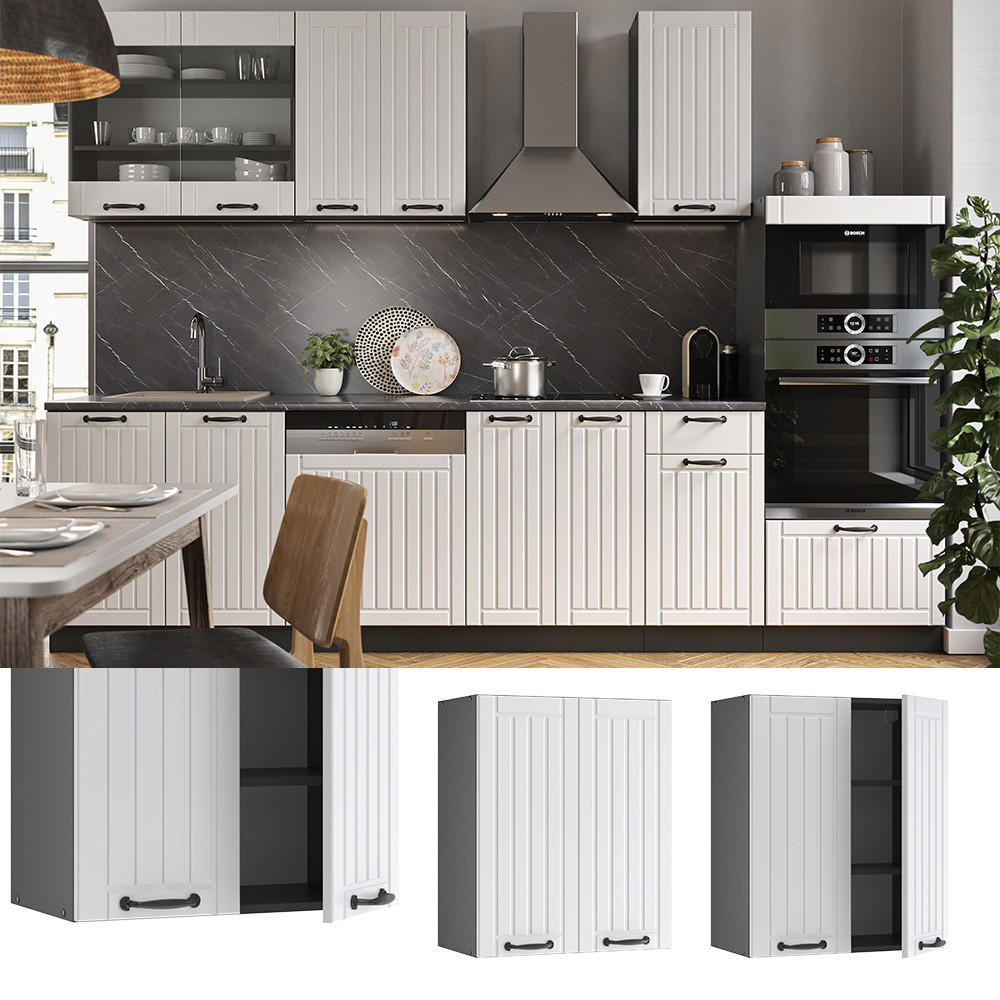 HÄNGESCHRANK Fame-Line Weiß Landhaus 60 cm - Anthrazit/Weiß, Holzwerkstoff (60/72/34.1cm) - Vicco