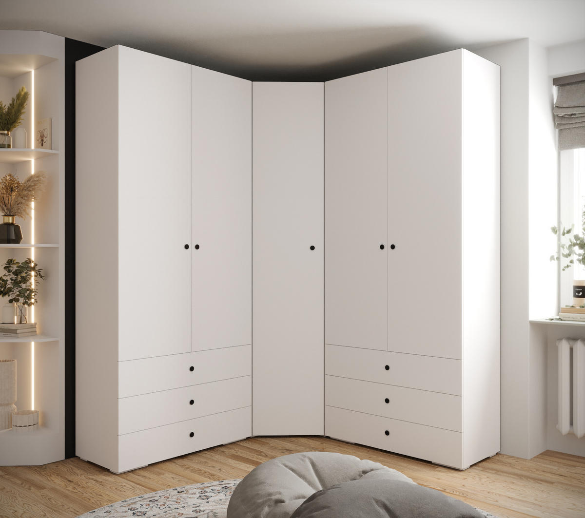 GARDEROBEN-SET 236,7/181,7/47 - Schwarz/Weiß, Holz/Kunststoff (181.7/236.7/47cm) - Abiks Möbel