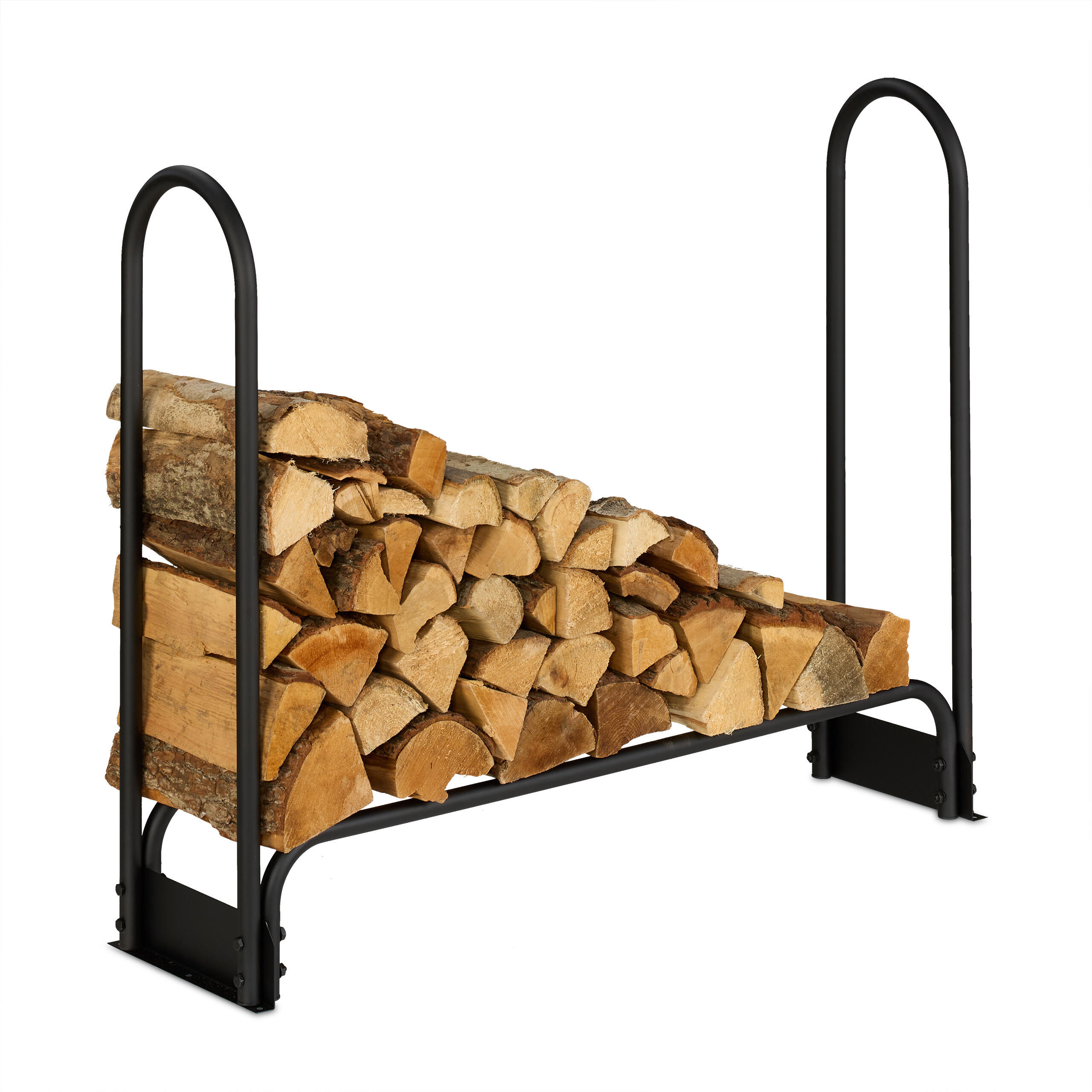 Relaxdays KAMINHOLZREGAL Schwarz 110cm × 29cm × 90cm