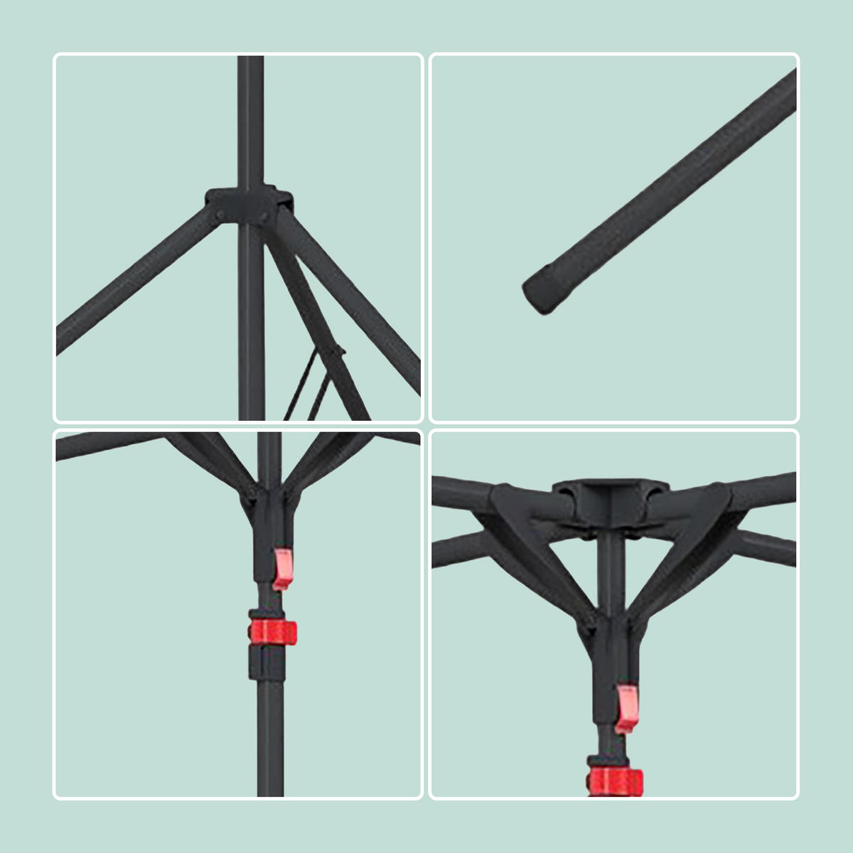 SKLADACÍ sušiak - čierna, kov/plast (125/180/125cm) - Relaxdays