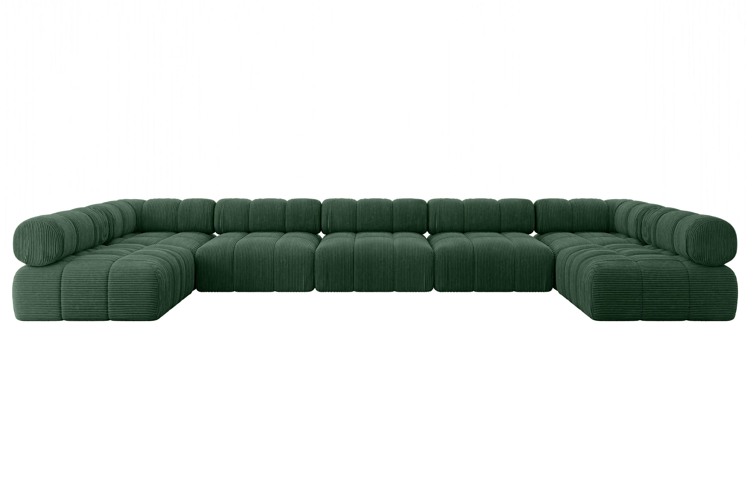 WOHNLANDSCHAFT modulares Sofa Garvo-U3 - 475x190x70 cm Grün Cord - Grün, Holzwerkstoff/Textil (475/70/190cm) - ALTDECOR