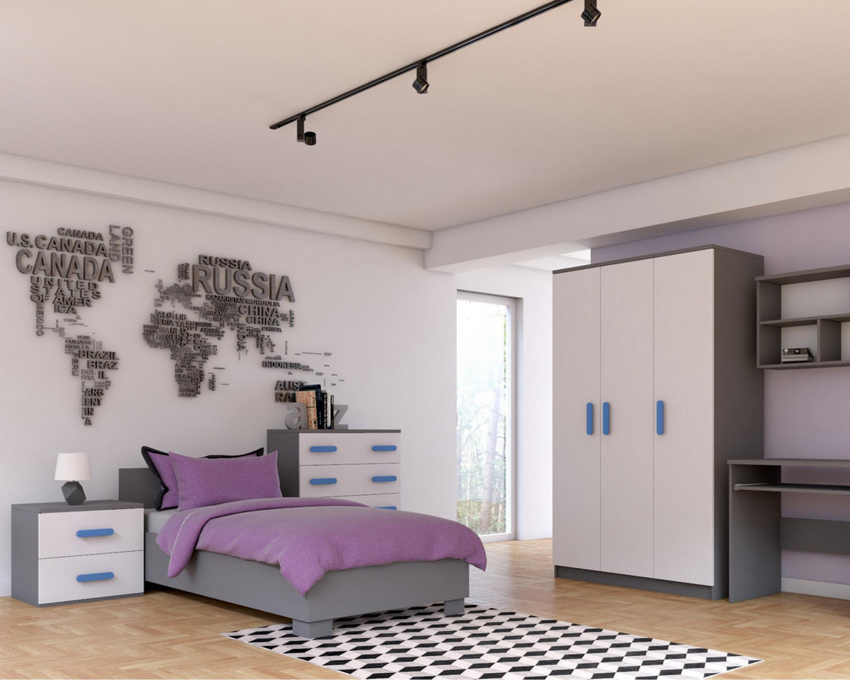 JUGENDBETT INGE 36 90/200 Grau - Grau, Holzwerkstoff (90/200cm) - Deine Möbel 24